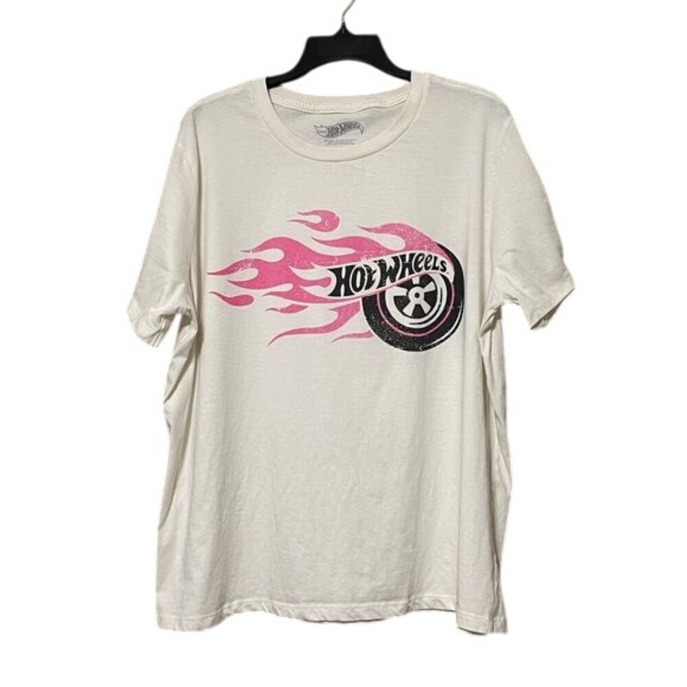 Hot Wheels T-Shirt Off White Racing Classic Crew Neck Short Sleeve Women Plus 2X